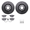 8612-73032 Drilled/Slotted Brake Rotors w/5000 Euro Ceramic Brake Pads Kit & Hardware [Black], 2001-2005 Audi/Volkswagen, Positi - image 1