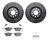 8612-73033 Drilled/Slotted Brake Rotors w/5000 Euro Ceramic Brake Pads Kit & Hardware [Black], 2000-2009 Audi/Volkswagen, Positi - image 1