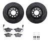 8612-73041 Drilled/Slotted Brake Rotors w/5000 Euro Ceramic Brake Pads Kit & Hardware [Black], 1999-2006 Audi/Volkswagen, Positi - image 1