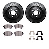 8612-73045 Drilled/Slotted Brake Rotors w/5000 Euro Ceramic Brake Pads Kit & Hardware [Black], 2007-2011 Audi/Volkswagen, Positi - image 1