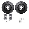 8612-73047 Drilled/Slotted Brake Rotors w/5000 Euro Ceramic Brake Pads Kit & Hardware [Black], 2008-2011 Audi/Volkswagen, Positi - image 1