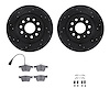 8612-73062 Drilled/Slotted Brake Rotors w/5000 Euro Ceramic Brake Pads Kit & Hardware [Black], Fits Select Audi/Volkswagen, Posi - image 1