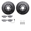 8612-73064 Drilled/Slotted Brake Rotors w/5000 Euro Ceramic Brake Pads Kit & Hardware [Black], Fits Select Audi/Volkswagen, Posi - image 1