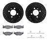 8612-74002 Drilled/Slotted Brake Rotors w/5000 Euro Ceramic Brake Pads Kit & Hardware [Black], 1984-1993 Audi/Volkswagen, Positi - image 1