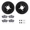 8612-74003 Drilled/Slotted Brake Rotors w/5000 Euro Ceramic Brake Pads Kit & Hardware [Black], 1988-1988 Audi/Volkswagen, Positi - image 1