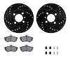8612-74006 Drilled/Slotted Brake Rotors w/5000 Euro Ceramic Brake Pads Kit & Hardware [Black], 1986-2002 Audi/Volkswagen, Positi - image 1