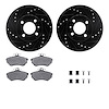 8612-74007 Drilled/Slotted Brake Rotors w/5000 Euro Ceramic Brake Pads Kit & Hardware [Black], 1993-1993 Audi/Volkswagen, Positi - image 1