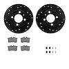 8612-74008 Drilled/Slotted Brake Rotors w/5000 Euro Ceramic Brake Pads Kit & Hardware [Black], 1986-1988 Audi/Volkswagen, Positi - image 1