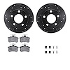 8612-74011 Drilled/Slotted Brake Rotors w/5000 Euro Ceramic Brake Pads Kit & Hardware [Black], 1992-1998 Audi/Volkswagen, Positi - image 1