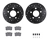 8612-74012 Drilled/Slotted Brake Rotors w/5000 Euro Ceramic Brake Pads Kit & Hardware [Black], 1997-2002 Audi/Volkswagen, Positi - image 1