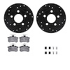8612-74016 Drilled/Slotted Brake Rotors w/5000 Euro Ceramic Brake Pads Kit & Hardware [Black], 1996-2001 Audi/Volkswagen, Positi - image 1