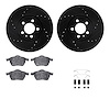8612-74017 Drilled/Slotted Brake Rotors w/5000 Euro Ceramic Brake Pads Kit & Hardware [Black], 1996-1998 Audi/Volkswagen, Positi - image 1