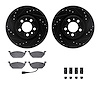 8612-74018 Drilled/Slotted Brake Rotors w/5000 Euro Ceramic Brake Pads Kit & Hardware [Black], 1998-2015 Audi/Volkswagen, Positi - image 1