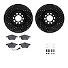 8612-74026 Drilled/Slotted Brake Rotors w/5000 Euro Ceramic Brake Pads Kit & Hardware [Black], 2000-2006 Audi/Volkswagen, Positi - image 1