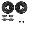 8612-74033 Drilled/Slotted Brake Rotors w/5000 Euro Ceramic Brake Pads Kit & Hardware [Black], 2011-2019 Audi/Volkswagen, Positi - image 1