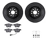 8612-74034 Drilled/Slotted Brake Rotors w/5000 Euro Ceramic Brake Pads Kit & Hardware [Black], 2008-2013 Audi/Volkswagen, Positi - image 1