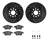 8612-74054 Drilled/Slotted Brake Rotors w/5000 Euro Ceramic Brake Pads Kit & Hardware [Black], 2005-2018 Audi/Volkswagen, Positi - image 1