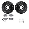 8612-74055 Drilled/Slotted Brake Rotors w/5000 Euro Ceramic Brake Pads Kit & Hardware [Black], 2009-2020 Audi/Volkswagen, Positi - image 1