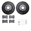 8612-75001 Drilled/Slotted Brake Rotors w/5000 Euro Ceramic Brake Pads Kit & Hardware [Black], Fits Select Lexus/Toyota/Scion, P