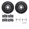 8612-75009 Drilled/Slotted Brake Rotors w/5000 Euro Ceramic Brake Pads Kit & Hardware [Black], 2013-2020 Lexus/Toyota/Scion, Pos - image 1