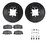 8612-76000 Drilled/Slotted Brake Rotors w/5000 Euro Ceramic Brake Pads Kit & Hardware [Black], 1982-1985 Lexus/Toyota/Scion, Pos - image 1