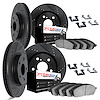 8614-02002 Drilled/Slotted Brake Rotors w/5000 Euro Ceramic Brake Pads Kit & Hardware [Black], 1978-1983 Porsche, Position: Fron