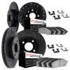 8614-07001 Drilled/Slotted Brake Rotors w/5000 Euro Ceramic Brake Pads Kit & Hardware [Black], 2013-2019 Mopar, Position: Front  - image 1