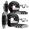 8614-27001 Drilled/Slotted Brake Rotors w/5000 Euro Ceramic Brake Pads Kit & Hardware [Black], 1975-1987 Volvo, Position: Front  - image 1