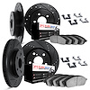8614-27002 Drilled/Slotted Brake Rotors w/5000 Euro Ceramic Brake Pads Kit & Hardware [Black], 1976-1978 Volvo, Position: Front  - image 1