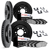 8614-48002 Drilled/Slotted Brake Rotors w/5000 Euro Ceramic Brake Pads Kit & Hardware [Black], 2006-2009 GM, Position: Front and - image 1
