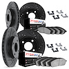 8614-56001 Drilled/Slotted Brake Rotors w/5000 Euro Ceramic Brake Pads Kit & Hardware [Black], 1998-2000 Ford/Lincoln/Mercury/Ma - image 1