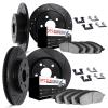 8614-73006 Drilled/Slotted Brake Rotors w/5000 Euro Ceramic Brake Pads Kit & Hardware [Black], 1980-1983 Audi/Volkswagen, Positi - image 1