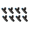1300.48.14.14B.8 1340cc Fuel Injector Set, 48 mm Length, 14 mm Top, 14 mm Black Bottom Adaptor