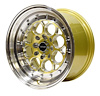 VWRE003 Revolver Wheel, Size: 15" x 8", Bolt Pattern: 4 x 100 mm & 4 x 4 1/2" (114.3 mm) [Finish: Gloss Gold Milled] - image 1