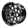 VWRT004 Rocket Wheel, Size: 15" x 8", Bolt Pattern: 4 x 100 mm & 4 x 4 1/2" (114.3 mm) [Finish: Gloss Black Milled]