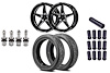 VWST014 V-Star 18x5 Front Drag Wheel and Tire Kit 5x114.3 Fits Select 2015-2024 Ford Mustang Models [Gloss Black Milled Finish] - image 1