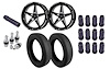 VWST025 V-Star 17x4.5 Front Drag Wheel and Tire Kit Fits Select GM Models 5x4.75 in. Bolt Pattern [Gloss Black Milled Finish] - image 1