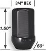 44188BK-20 Bulge Aluminum 5-Lug Kit, 3/4" 1/2, Black - image 2