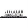 8 Piece 3/8 in. Drive Chrome Triple Square Bit Socket Rail - image 1