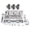 Vintage 94 Series Triple Carburetor and Manifold Kit for 1955-1986 Small Block Chevy with Vortec Heads - image 2