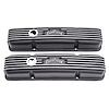 Classic Finned Valve Covers for 1959-1986 Small Block Chevy 262-400 with Black Powder Coated Finish
