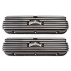 Classic Finned Valve Covers 1962-1995 Small Block Ford 221-351W with Black Powder Coated Finish - image 1