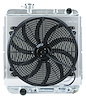 Aluminum Performance Radiator with Fan 1964.5-1966 Ford Mustang 5.0L V8 w/Automatic Transmission - Staggered Inlet/Outlet - image 1