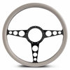 15 in. Racer Steering Wheel - Gloss Black Spokes, Grey Grip - image 1
