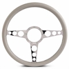 15 in. Racer Steering Wheel - Chrome Plated Spokes, Grey Grip - image 1
