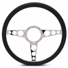 15 in. Racer Steering Wheel - Polished Spokes, Black Grip - image 1