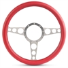 15 in. Racer Steering Wheel - Clear Anodized Spokes, Red Grip - image 1
