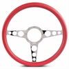 15 in. Racer Steering Wheel - Clear Coat Spokes, Red Grip - image 1