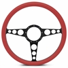 15 in. Racer Steering Wheel - Matte Black Spokes, Red Grip - image 1