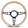 15 in. Racer Steering Wheel - Gloss Black Spokes, Tan Grip - image 1